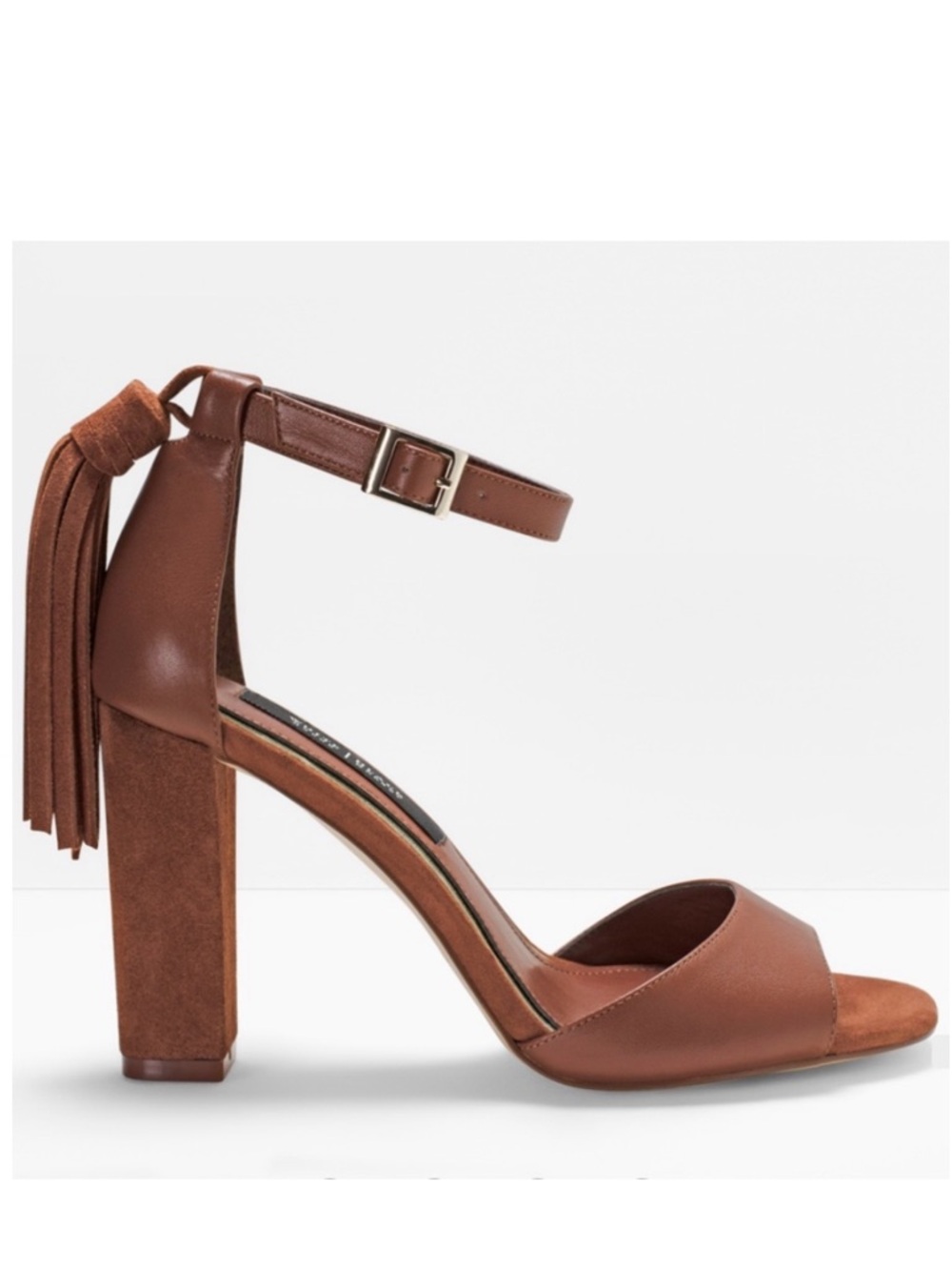 WHBM SUEDE TASSEL CHUNKY HEELS